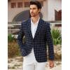 imageCOOFANDY Mens Blazer Casual Slim Fit Sport Coats Two Button Lightweight Suit JacketCheckered Blazer  Navy Blue