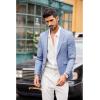 imageCOOFANDY Mens Blazer Casual Sport Coats Slim Fit One Button Suit Jacket Lightweight Sports JacketPlaid Blazer  Light Blue