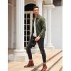 imageCOOFANDY Mens Casual Corduroy Jacket Lightweight Zip Up Vintage Jacket Collared Bomber JacketArmy Green