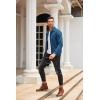 imageCOOFANDY Mens Casual Corduroy Jacket Lightweight Zip Up Vintage Jacket Collared Bomber JacketLake Blue