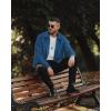 imageCOOFANDY Mens Casual Corduroy Jacket Lightweight Zip Up Vintage Jacket Collared Bomber JacketLake Blue