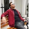 imageCOOFANDY Mens Casual Corduroy Jacket Lightweight Zip Up Vintage Jacket Collared Bomber JacketWine Red