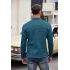 imageCOOFANDY Mens Casual Henley Pullover Sweatshirt Thermal Fleece Slim Fit SweaterDark Blue and Black
