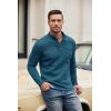 imageCOOFANDY Mens Casual Henley Pullover Sweatshirt Thermal Fleece Slim Fit SweaterDark Blue and Black