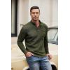 imageCOOFANDY Mens Casual Henley Pullover Sweatshirt Thermal Fleece Slim Fit SweaterGreen Black Jasper