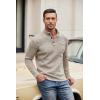imageCOOFANDY Mens Casual Henley Pullover Sweatshirt Thermal Fleece Slim Fit SweaterLight Khaki