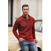 imageCOOFANDY Mens Casual Henley Pullover Sweatshirt Thermal Fleece Slim Fit SweaterWine Red