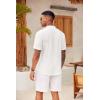 imageCOOFANDY Mens Casual Henley Shirt Short Sleeve Summer Shirts Linen Band Collar Summer Beach Hippie TShirts01white
