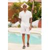 imageCOOFANDY Mens Casual Henley Shirt Short Sleeve Summer Shirts Linen Band Collar Summer Beach Hippie TShirts01white