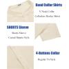 imageCOOFANDY Mens Casual Henley Shirt Short Sleeve Summer Shirts Linen Band Collar Summer Beach Hippie TShirtsBeige
