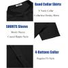 imageCOOFANDY Mens Casual Henley Shirt Short Sleeve Summer Shirts Linen Band Collar Summer Beach Hippie TShirtsBlack