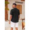 imageCOOFANDY Mens Casual Henley Shirt Short Sleeve Summer Shirts Linen Band Collar Summer Beach Hippie TShirtsBlack