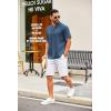 imageCOOFANDY Mens Casual Henley Shirt Short Sleeve Summer Shirts Linen Band Collar Summer Beach Hippie TShirtsDark Blue