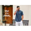 imageCOOFANDY Mens Casual Henley Shirt Short Sleeve Summer Shirts Linen Band Collar Summer Beach Hippie TShirtsDark Blue