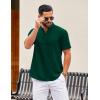 imageCOOFANDY Mens Casual Henley Shirt Short Sleeve Summer Shirts Linen Band Collar Summer Beach Hippie TShirtsDark Green