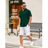 imageCOOFANDY Mens Casual Henley Shirt Short Sleeve Summer Shirts Linen Band Collar Summer Beach Hippie TShirtsDark Green