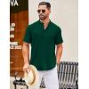 imageCOOFANDY Mens Casual Henley Shirt Short Sleeve Summer Shirts Linen Band Collar Summer Beach Hippie TShirtsDark Green