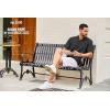 imageCOOFANDY Mens Casual Henley Shirt Short Sleeve Summer Shirts Linen Band Collar Summer Beach Hippie TShirtsDark Grey