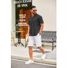 imageCOOFANDY Mens Casual Henley Shirt Short Sleeve Summer Shirts Linen Band Collar Summer Beach Hippie TShirtsDark Grey