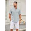 imageCOOFANDY Mens Casual Henley Shirt Short Sleeve Summer Shirts Linen Band Collar Summer Beach Hippie TShirtsGrey