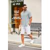 imageCOOFANDY Mens Casual Henley Shirt Short Sleeve Summer Shirts Linen Band Collar Summer Beach Hippie TShirtsGrey