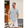imageCOOFANDY Mens Casual Henley Shirt Short Sleeve Summer Shirts Linen Band Collar Summer Beach Hippie TShirtsGrey