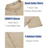 imageCOOFANDY Mens Casual Henley Shirt Short Sleeve Summer Shirts Linen Band Collar Summer Beach Hippie TShirtsKhaki