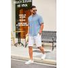 imageCOOFANDY Mens Casual Henley Shirt Short Sleeve Summer Shirts Linen Band Collar Summer Beach Hippie TShirtsLight Blue