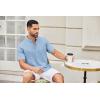 imageCOOFANDY Mens Casual Henley Shirt Short Sleeve Summer Shirts Linen Band Collar Summer Beach Hippie TShirtsLight Blue
