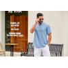 imageCOOFANDY Mens Casual Henley Shirt Short Sleeve Summer Shirts Linen Band Collar Summer Beach Hippie TShirtsLight Blue