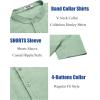 imageCOOFANDY Mens Casual Henley Shirt Short Sleeve Summer Shirts Linen Band Collar Summer Beach Hippie TShirtsLight Green