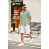 imageCOOFANDY Mens Casual Henley Shirt Short Sleeve Summer Shirts Linen Band Collar Summer Beach Hippie TShirtsLight Green