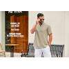 imageCOOFANDY Mens Casual Henley Shirt Short Sleeve Summer Shirts Linen Band Collar Summer Beach Hippie TShirtsLight Khaki