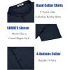 imageCOOFANDY Mens Casual Henley Shirt Short Sleeve Summer Shirts Linen Band Collar Summer Beach Hippie TShirtsNavy Blue