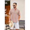 imageCOOFANDY Mens Casual Henley Shirt Short Sleeve Summer Shirts Linen Band Collar Summer Beach Hippie TShirtsPastel Pink