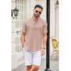 imageCOOFANDY Mens Casual Henley Shirt Short Sleeve Summer Shirts Linen Band Collar Summer Beach Hippie TShirtsPastel Pink
