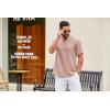 imageCOOFANDY Mens Casual Henley Shirt Short Sleeve Summer Shirts Linen Band Collar Summer Beach Hippie TShirtsPastel Pink