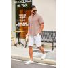 imageCOOFANDY Mens Casual Henley Shirt Short Sleeve Summer Shirts Linen Band Collar Summer Beach Hippie TShirtsPastel Pink