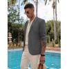 imageCOOFANDY Mens Casual Linen Blazer Lightweight Regular Fit Sport Coat One Button Suit JacketDark Grey