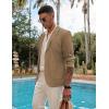 imageCOOFANDY Mens Casual Linen Blazer Lightweight Regular Fit Sport Coat One Button Suit JacketDark Khaki