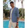 imageCOOFANDY Mens Casual Linen Blazer Lightweight Regular Fit Sport Coat One Button Suit JacketDenim Blue