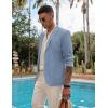 imageCOOFANDY Mens Casual Linen Blazer Lightweight Regular Fit Sport Coat One Button Suit JacketLight Blue