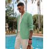 imageCOOFANDY Mens Casual Linen Blazer Lightweight Regular Fit Sport Coat One Button Suit JacketLight Green