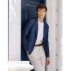 imageCOOFANDY Mens Casual Linen Blazer Lightweight Regular Fit Sport Coat One Button Suit JacketNavy Blue