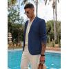 imageCOOFANDY Mens Casual Linen Blazer Lightweight Regular Fit Sport Coat One Button Suit JacketNavy Blue