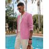 imageCOOFANDY Mens Casual Linen Blazer Lightweight Regular Fit Sport Coat One Button Suit JacketPink