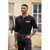 imageCOOFANDY Mens Casual Polo Shirt Long Sleeve Classic Plaid Button Tees with PocketsBlack