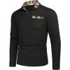 imageCOOFANDY Mens Casual Polo Shirt Long Sleeve Classic Plaid Button Tees with PocketsBlack