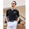 imageCOOFANDY Mens Casual Polo Shirt Long Sleeve Classic Plaid Button Tees with PocketsBlack