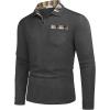 imageCOOFANDY Mens Casual Polo Shirt Long Sleeve Classic Plaid Button Tees with PocketsCharcoal Grey